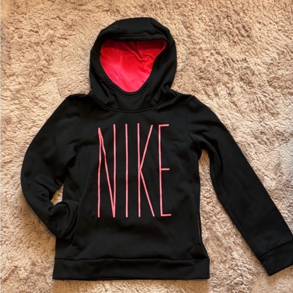 Nike Black Hoodie with Vibrant Pink Accents